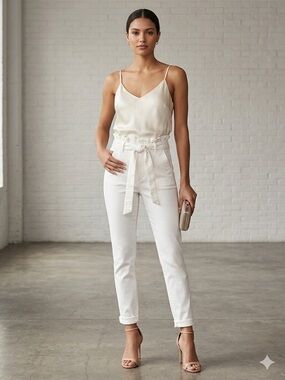 Express White/Tan High-Waist Pant